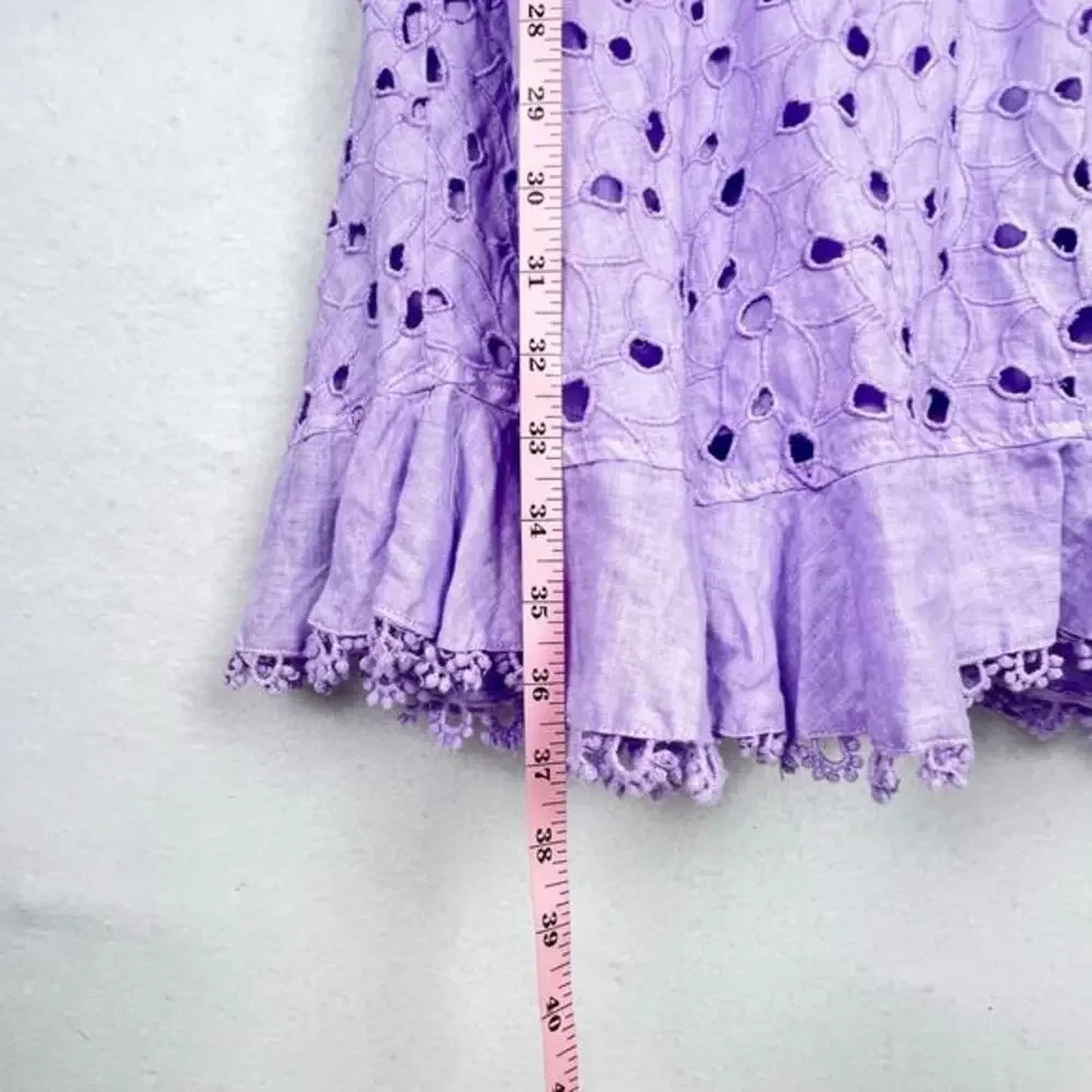 Guess Womens S Mini Dress Lavender Linen Eyelet Embroidered Romantic‎ Fairy